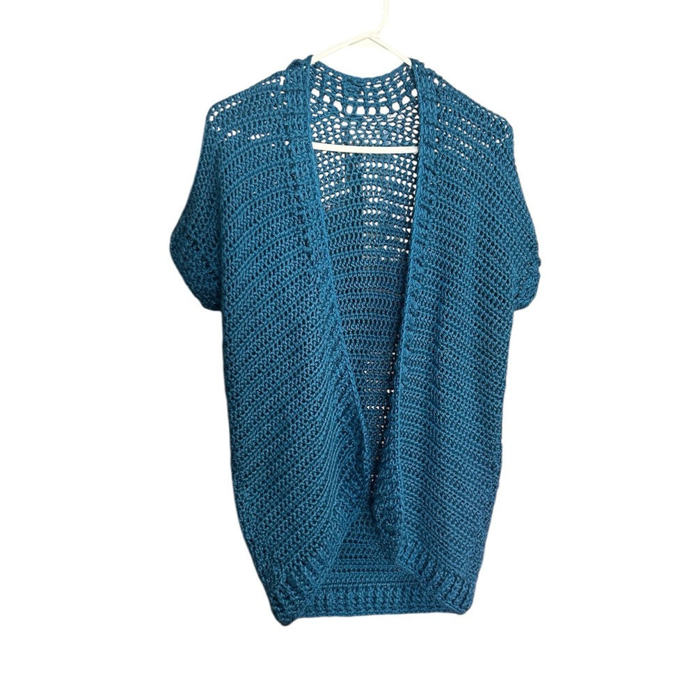 Handmade Teal Open-Front Women's Sweater
